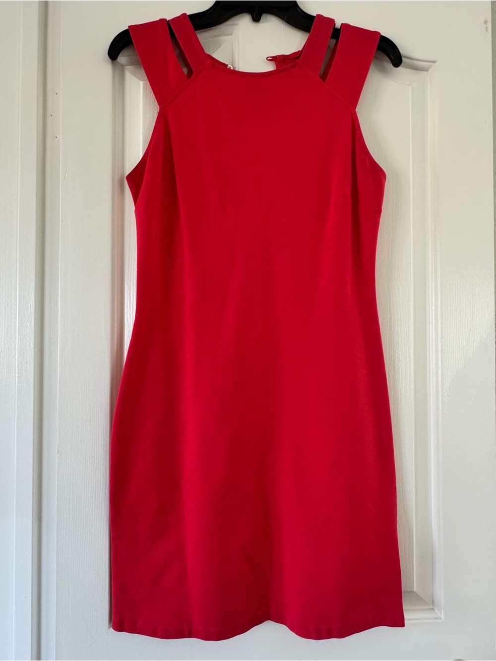 AQUA Red Double Strap Cutout Bodycon Dress Size L